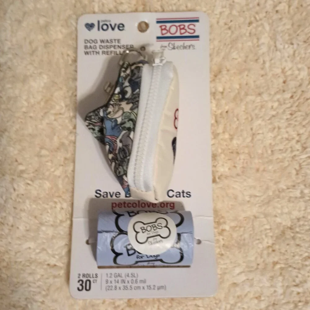 NWT ~ BOBS from Skechers Sneaker Dog Waste Bag Dispenser with 60 Waste Bags